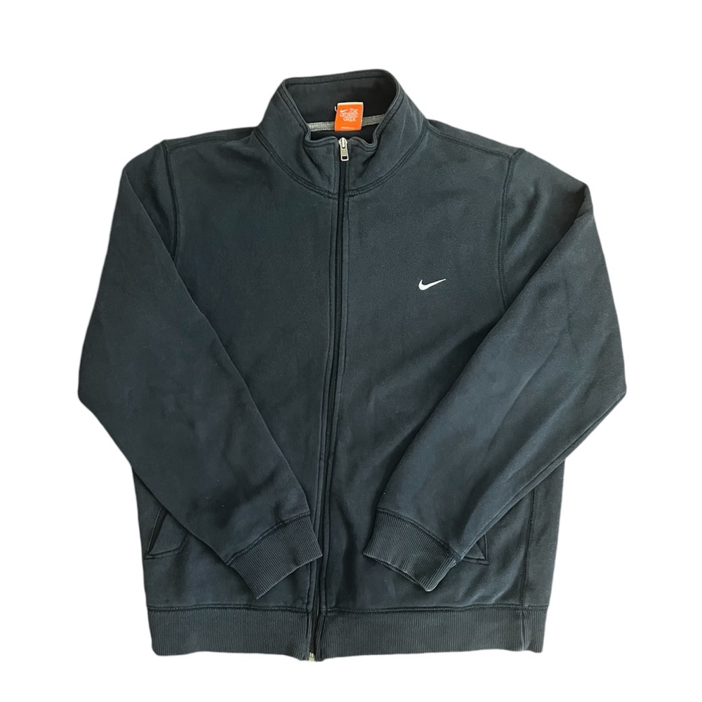 Nike 2000s Sweatshirt Woman’s Zip Up Swoosh Embroidered Logo Navy Blue Size L